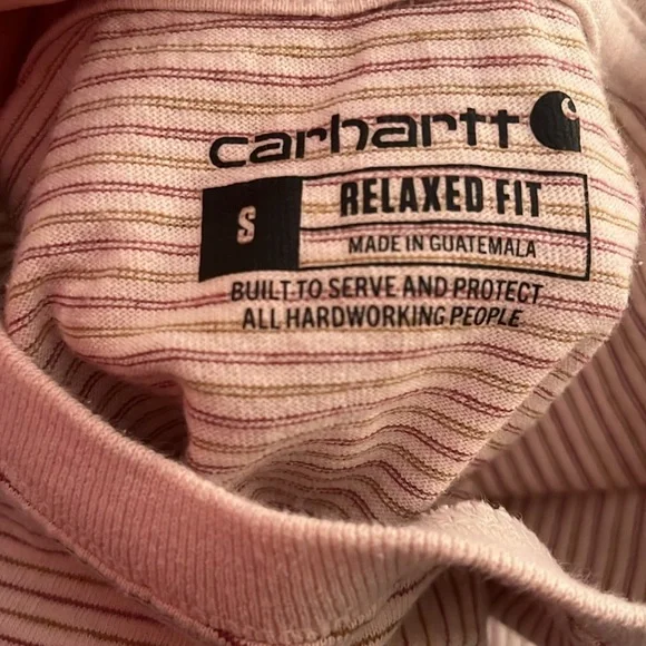 Carhartt Mens Standard Short Sleeve Thick T-Shirt Striped Size Small - Picture 10 of 10